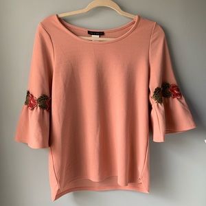 Pink Top Floral Vintage with wide sleeves Medium